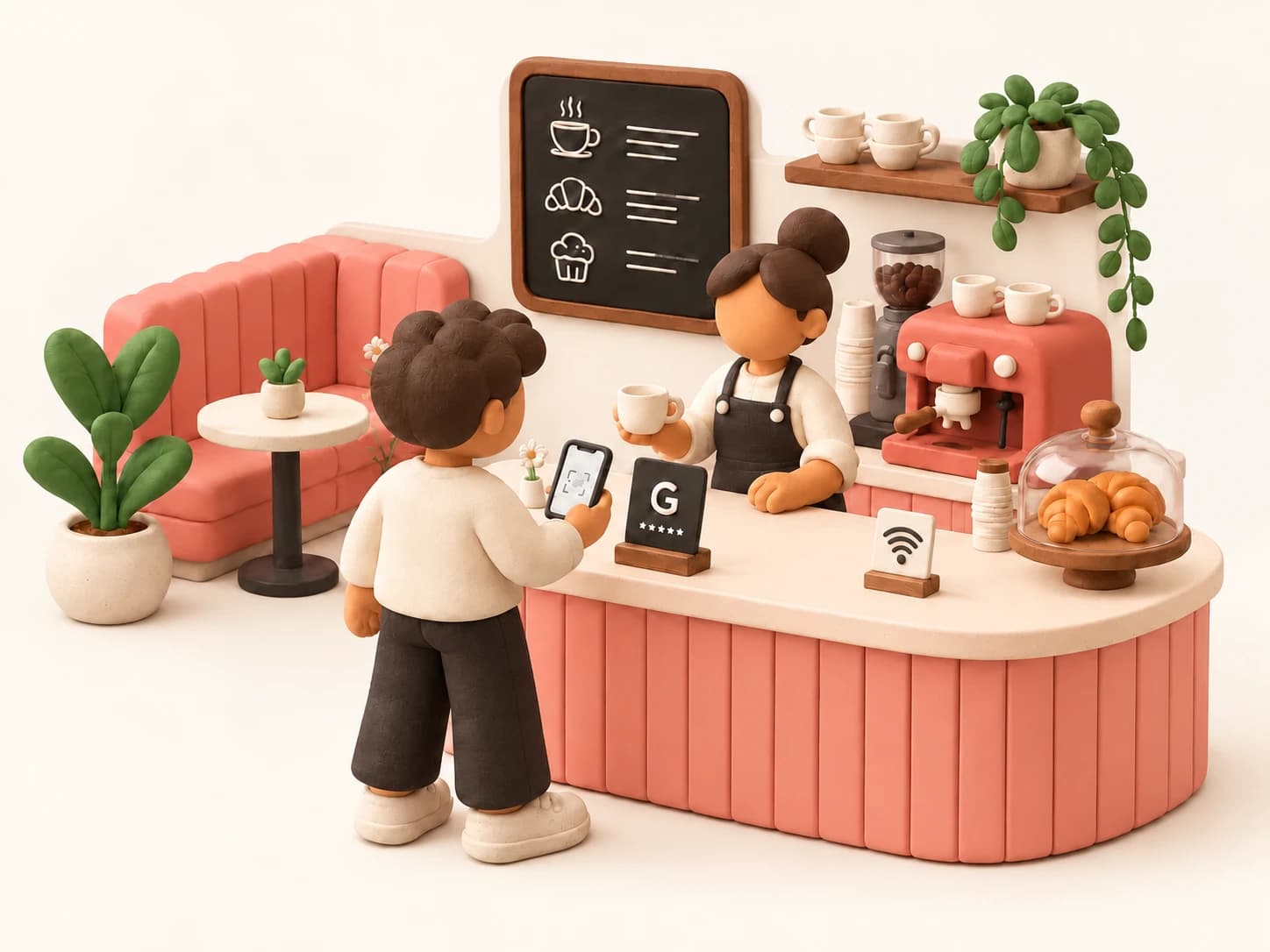 Playful illustration of a Round stand in a Hospitality setting